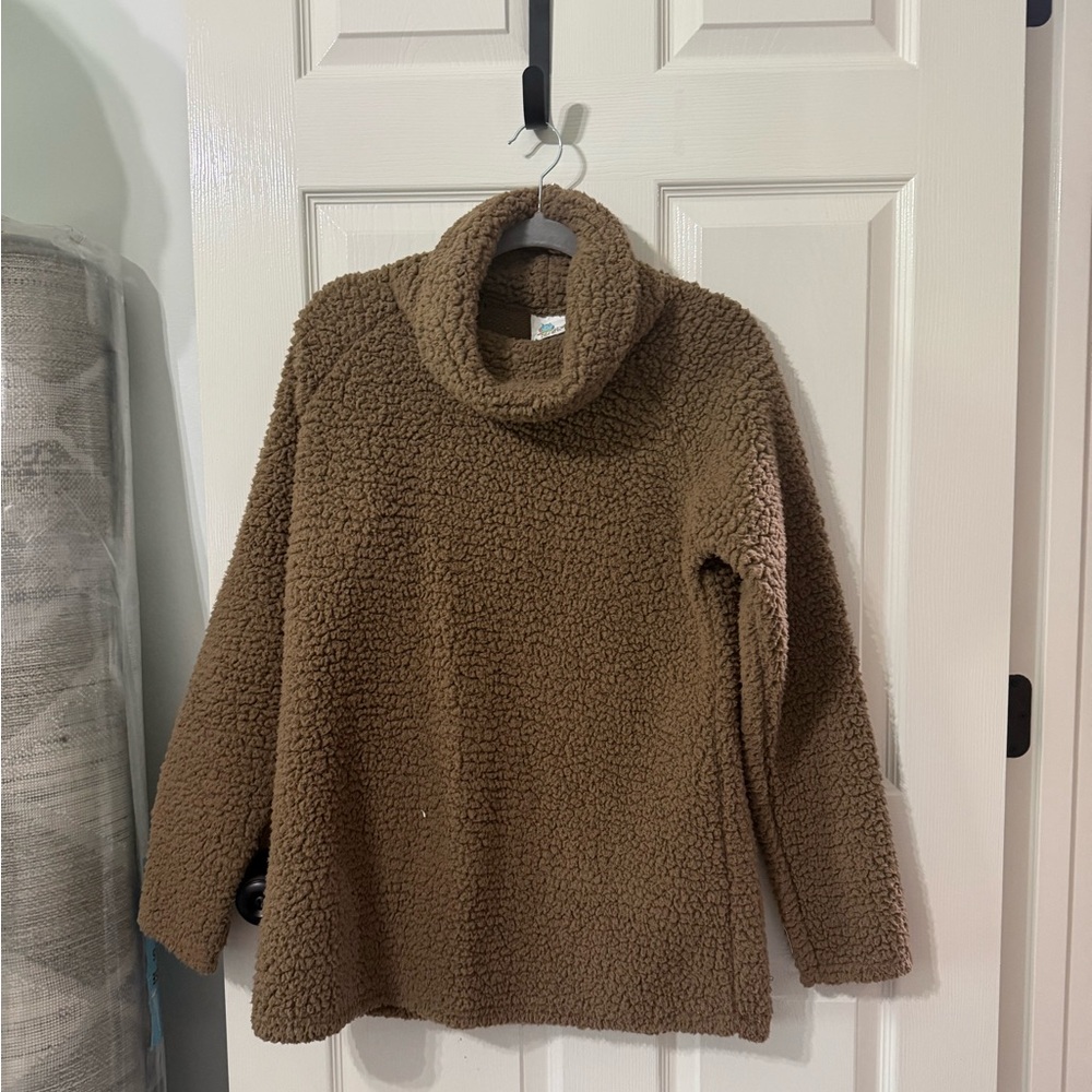 Chunky Knit Brown Cowl Neck Sweater